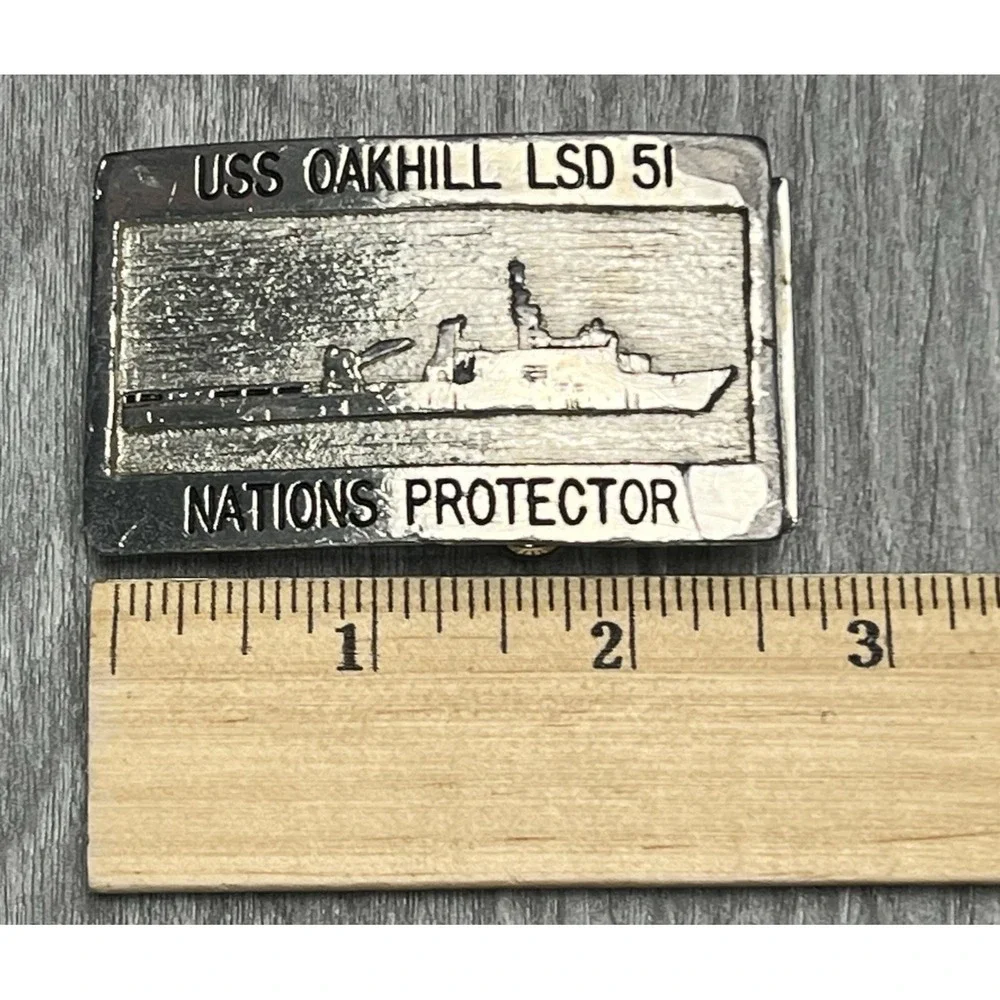 USS Oakhill LSD 51 Nations Protector Belt Buckle Texoma USA